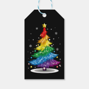 Étiquettes-cadeau Arbre de Noël arc-en-ciel Fierté LGBT Gay Joyeux N