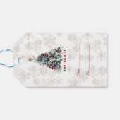 Étiquettes-cadeau Arbre de Noël Berries voeux de vacances Monogramme (Dos Horizontal)