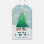 Étiquettes-cadeau Arbre de Noël blanc mignon en neige (Devant)