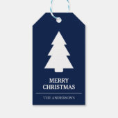 Étiquettes-cadeau Arbre de Noël bleu et blanc (Dos)