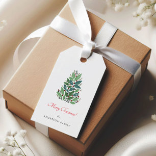 Étiquettes-cadeau Arbre de Noël Cerise Simple Fêtes