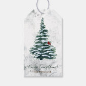 Étiquettes-cadeau Arbre de Noël de la forêt enneigée de vacances (Devant)