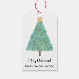 Étiquettes-cadeau Arbre de Noël de la parties scintillant verte