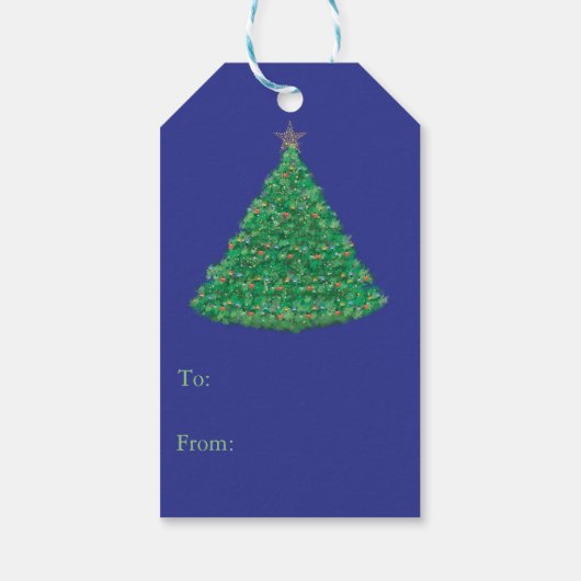 Étiquettes-cadeau Arbre de Noël décoré (Dos)