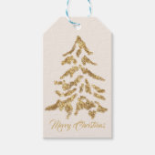 Étiquettes-cadeau Arbre de Noël doré élégant Joyeux Noël  (Devant)
