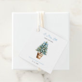 Étiquettes Cadeau Arbre de Noël en Bow bleu Joyeux petit Baby shower (En situation)