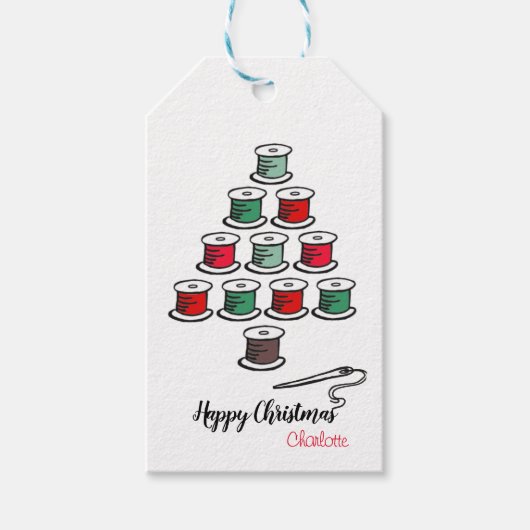 Étiquettes-cadeau Arbre de Noël en pelure de coton (Devant)