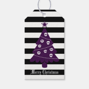 Étiquettes-cadeau Arbre de Noël gothique avec des rayures