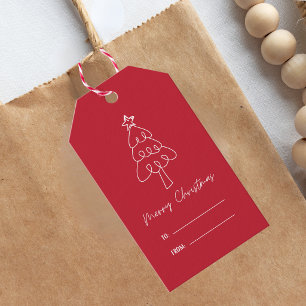 Étiquettes-cadeau Arbre de Noël gribouillé dessiné à la main de mani