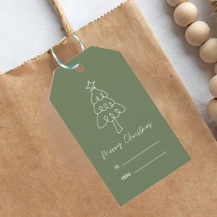 Étiquettes-cadeau Arbre de Noël gribouillé dessiné à la main de mani