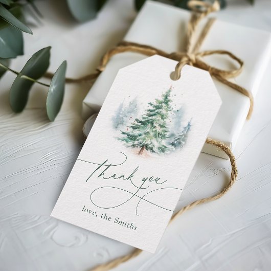 Étiquettes-cadeau Arbre de Noël Merci Écriture Moderne