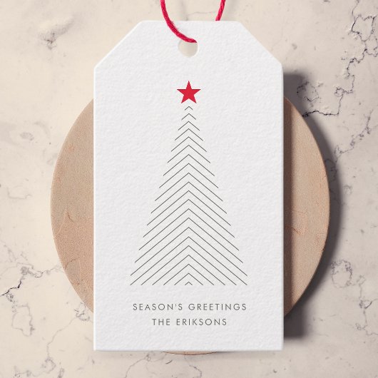 Étiquettes-cadeau Arbre de Noël minimal | Red Star Clean Simple