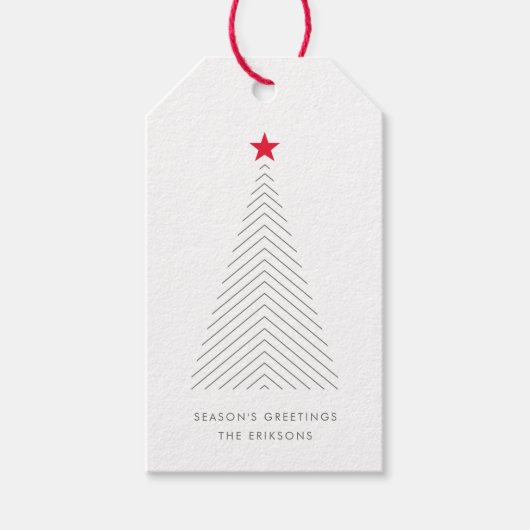 Étiquettes-cadeau Arbre de Noël minimal | Red Star Clean Simple (Devant)