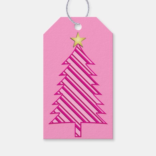 Étiquettes-cadeau Arbre de Noël moderne en Pink Peppermenthe (Devant)