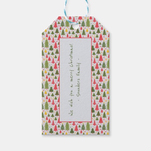 Étiquettes-cadeau Arbre de Noël multicolore (Devant)