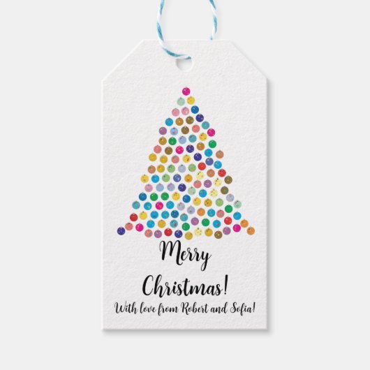 Étiquettes-cadeau Arbre de Noël multicolore clair (Devant)