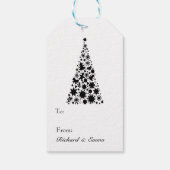 Étiquettes-cadeau Arbre de Noël noir et blanc (Dos)