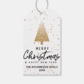 Étiquettes-cadeau Arbre de Noël Or moderne (Devant)