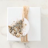 Étiquettes Cadeau Arbre de Noël or rétro (En situation)