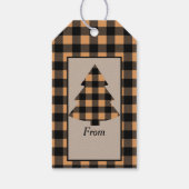 Étiquettes-cadeau Arbre de Noël Plaid Buffalo Or (Dos)