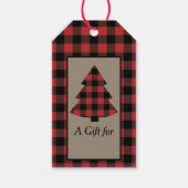 Étiquettes-cadeau Arbre de Noël Plaid Buffalo Rouge (Devant)