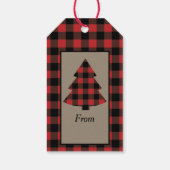 Étiquettes-cadeau Arbre de Noël Plaid Buffalo Rouge (Dos)