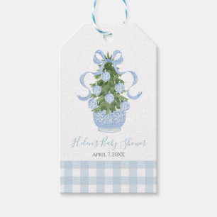 Étiquettes-cadeau Arbre de Noël Preppy Southern Blue Chinoiserie