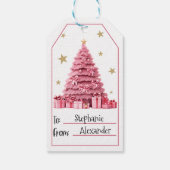 Étiquettes-cadeau Arbre de Noël rose (Dos)