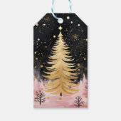 Étiquettes-cadeau Arbre de Noël rose (Devant)