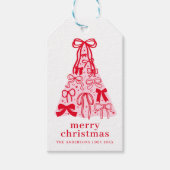 Étiquettes-cadeau Arbre de Noël rose bow moderne (Devant)