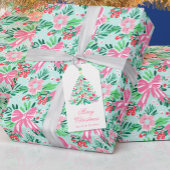 Étiquettes-cadeau Arbre de Noël rose et vert Preppy