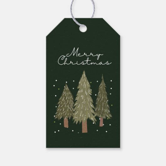 Étiquettes-cadeau Arbre de Noël rustique s (Devant)