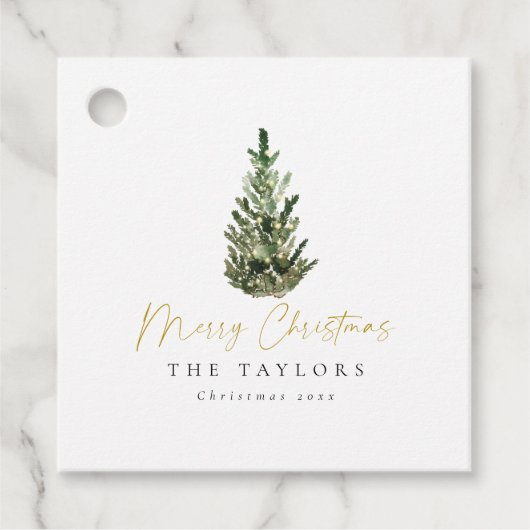 Étiquettes Cadeau Arbre de Noël simple et élégant (Devant)