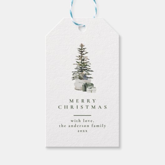 Étiquettes-cadeau Arbre de Noël Typographie minimale Balises Cadeaux (Devant)