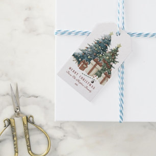 Étiquettes-cadeau Arbre de Noël vert et Brown