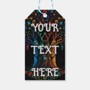 Étiquettes-cadeau Arbre de vie coloré