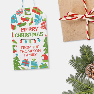 Étiquettes-cadeau Arbre et cadeaux Whimssstro Joyeux Noël de