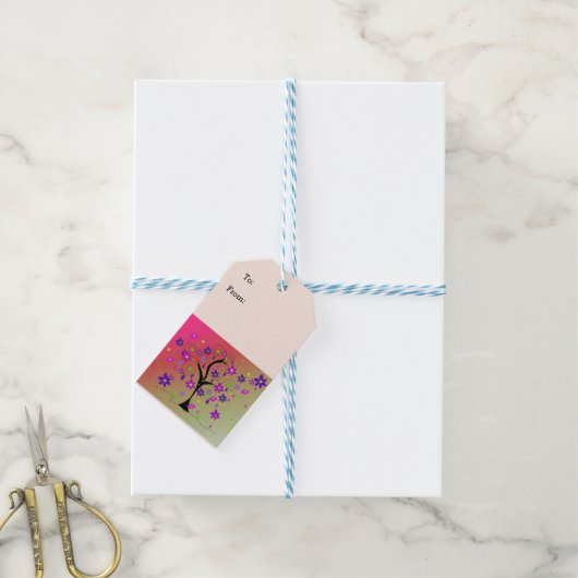 Étiquettes-cadeau Arbre floral Whimsical (Avec de laficelle)
