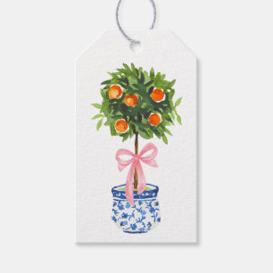 Étiquettes-cadeau Arbre Topiaire Orange, Bow Rose Tags Cadeaux Perso