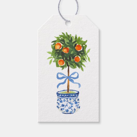 Étiquettes-cadeau Arbre Topiaire Orange, Chinoiserie Personnalisé (Devant)