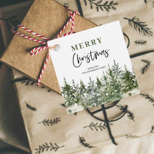 Étiquettes Cadeau Arbre vert de Noël | Joyeux Noël
