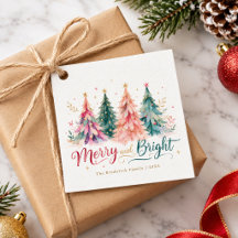 Arbres de Noël Aquarelle Colorés Joyeux & Lumineux