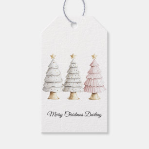 Étiquettes-cadeau Arbres de Noël Chic White Mint Rose
