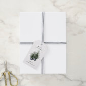 Étiquettes-cadeau Arbres de Noël en pot peints à la main pour les Fê (Avec de la ficelle)