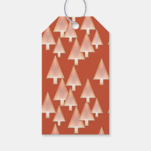 Étiquettes-cadeau Arbres de Noël métalliques modernes - cuivre et ro
