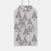 Étiquettes-cadeau Arbres de Noël métalliques modernes - gris argenté (Devant)