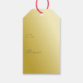 Étiquettes-cadeau Arbres de Noël métalliques modernes - or jaune (Dos)