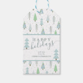 Étiquettes-cadeau Arbres de Noël modernes JEUX VACANCES Script (Devant)