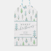 Étiquettes-cadeau Arbres de Noël modernes MERRY CHRISTMAS Script (Devant)