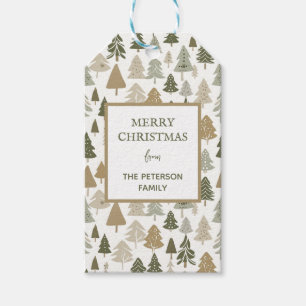 Étiquettes-cadeau Arbres de Noël modernes Sage Olive Green Motif